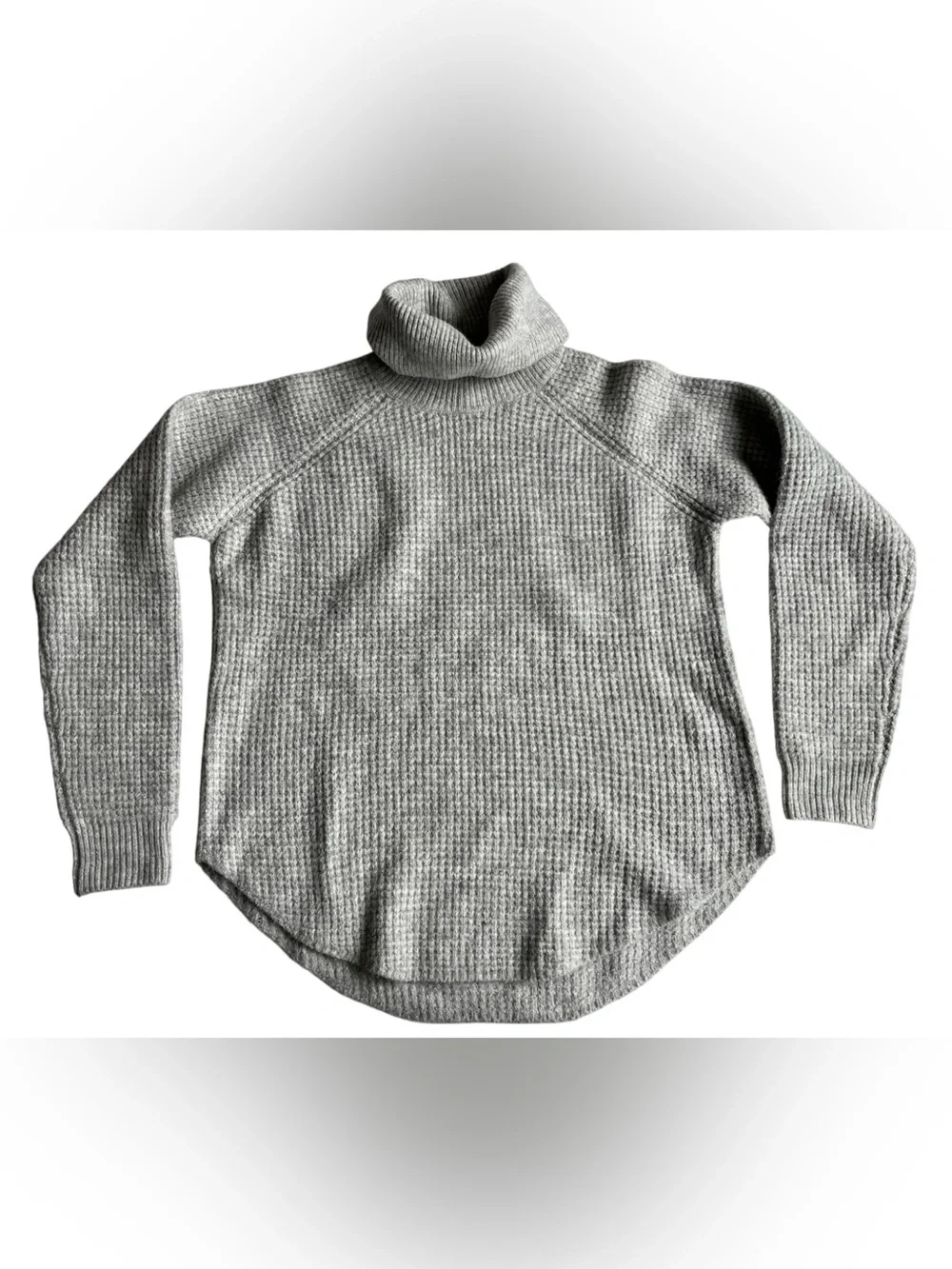 Kuhl Light Gray Waffle Knit Turtleneck Sweater